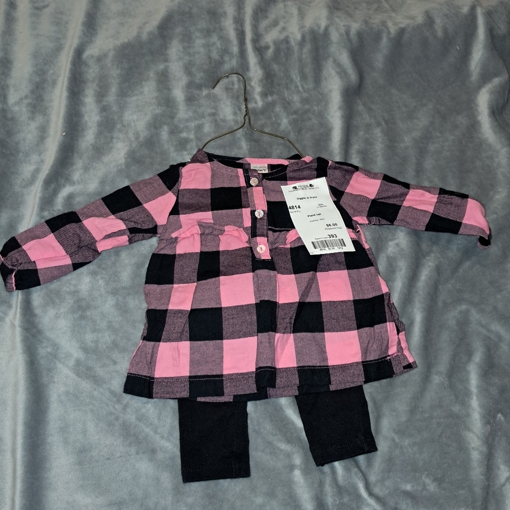Pink and Black Plaid Kids Pajamas